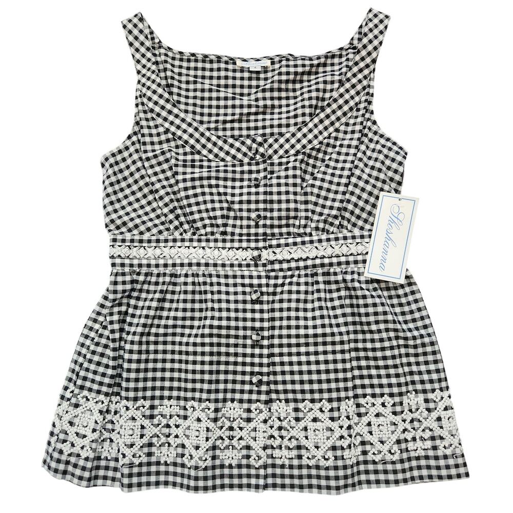 NWT Shoshanna Gingham Sleeveless Blouse Size 4
